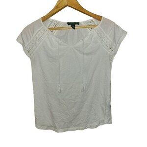 LAUREN Ralph Lauren Small Petite Cotttagecore White Shirt